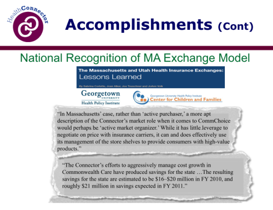 Connector Accomplishments - national exchange model